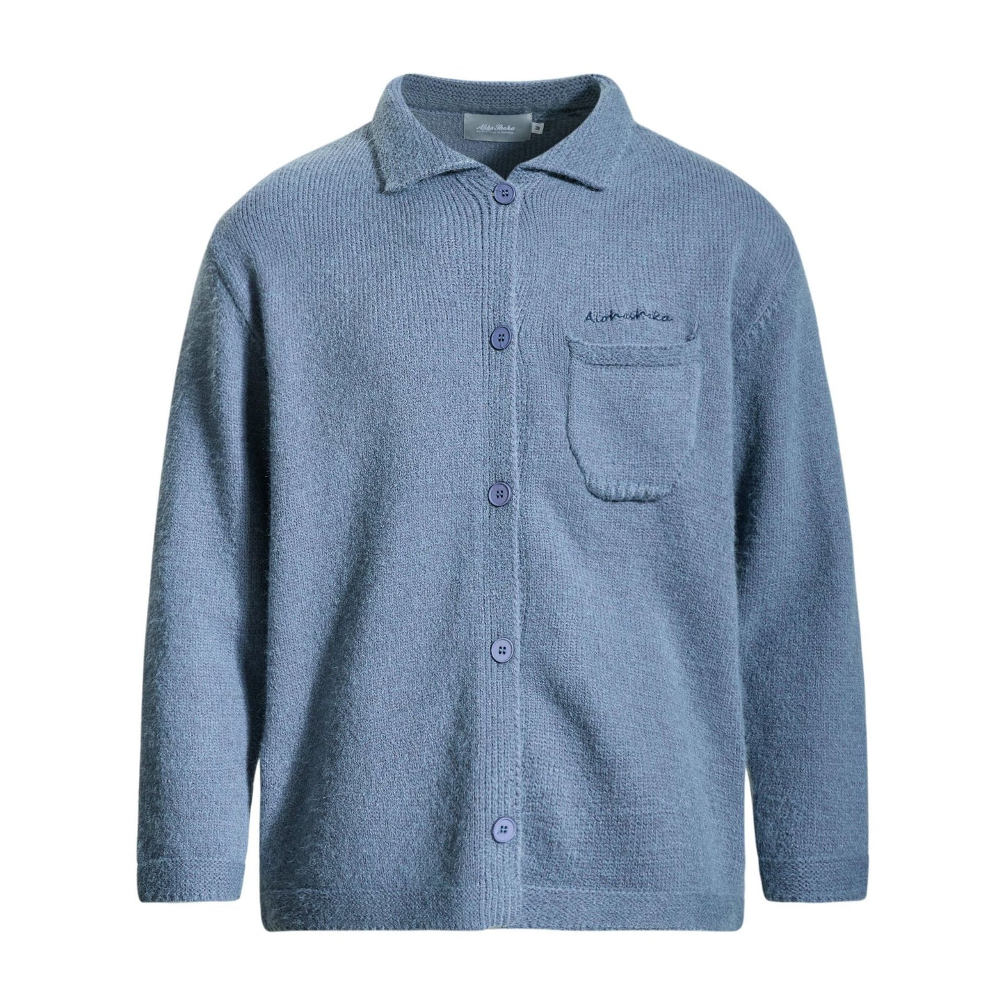 Pocket Embroidery Design Loose Casual Unisex Cardigan Sweater