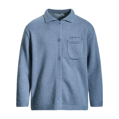 Pocket Embroidery Design Loose Casual Unisex Cardigan Sweater