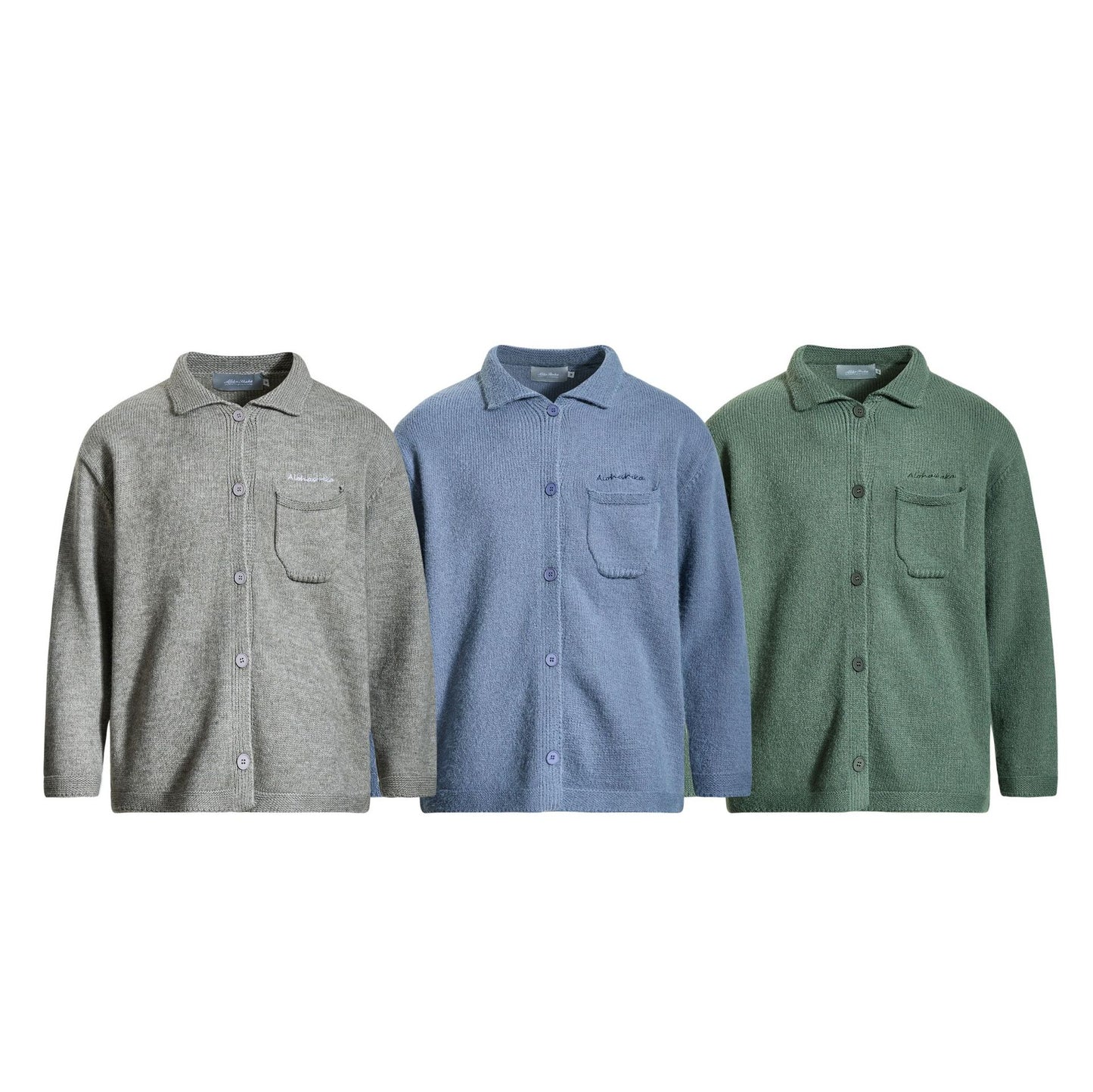 Pocket Embroidery Design Loose Casual Unisex Cardigan Sweater