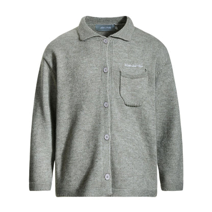 Pocket Embroidery Design Loose Casual Unisex Cardigan Sweater