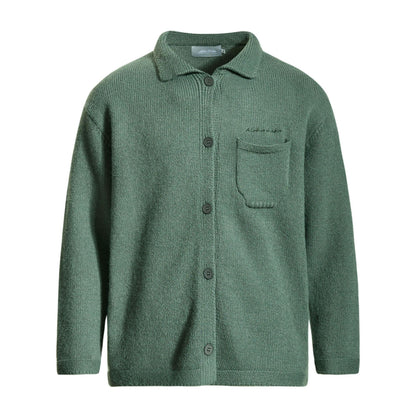 Pocket Embroidery Design Loose Casual Unisex Cardigan Sweater