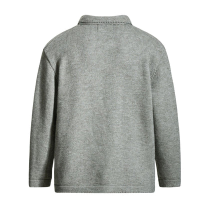 Pocket Embroidery Design Loose Casual Unisex Cardigan Sweater